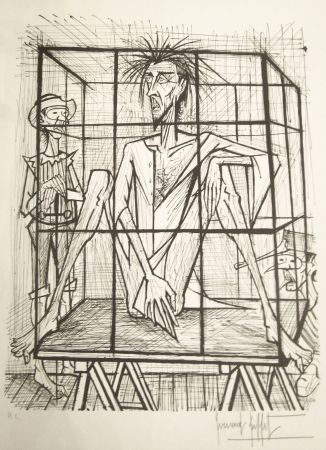 Litografía Buffet - Don Quichotte en cage