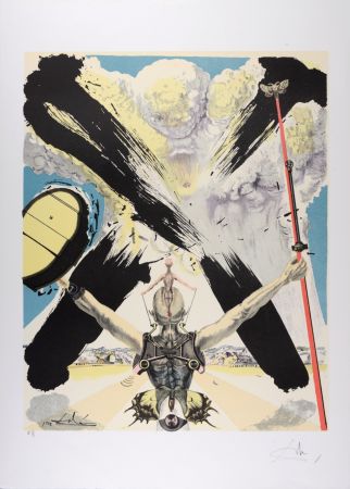 Grabado Dali - Don Quichotte, l'ère atomique, 1957 - Hand-signed - Large size