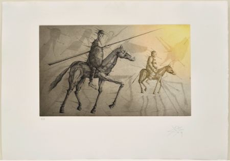 Aguafuerte Y Aguatinta Ponç -  Don Quichotte suivant Sancho, X