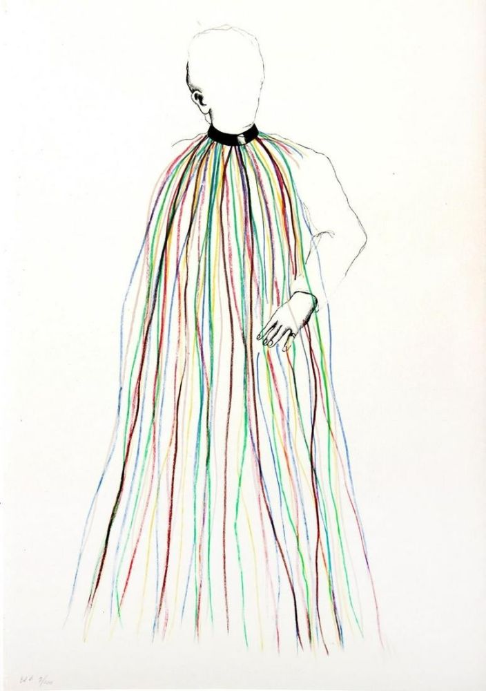 Litografía Dine - Dorian Gray in Multi-Colored Vinyl Stripe Cape