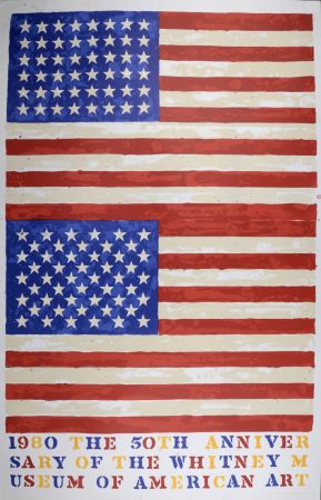 Litografía Johns - Double Flags, The 50th Anniversary of the Whitney Museum of American Art, 1979-1980