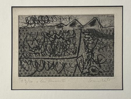 Aguafuerte Corneille - Eau-forte encadrée Les termites 1953 Numéro 3/20