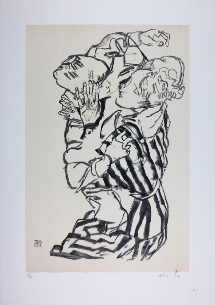 Litografía Schiele - EDITH SCHIELE and nephew / EDITH SCHIELE und Neffe / EDITH SCHIELE & son neveu - 1915