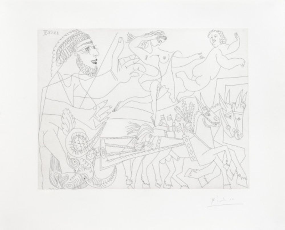 Grabado Picasso - El Arrastre, avec Écuyère et Putto, from La Série 347