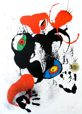 Litografía Miró - El fogainer