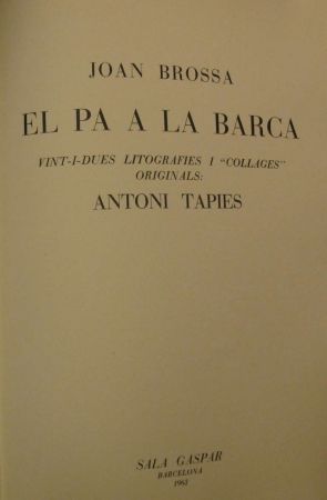 Libro Ilustrado Tàpies - El Pa à la Barca