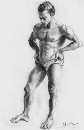 Litografía Bonabel - ELIANE BONABEL / Louis-FerdinandCéline - Nu Masculin / Male Nude  - 1938