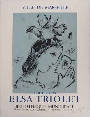 Litografía Chagall - Elsa Triolet : Femme à l'oiseau
