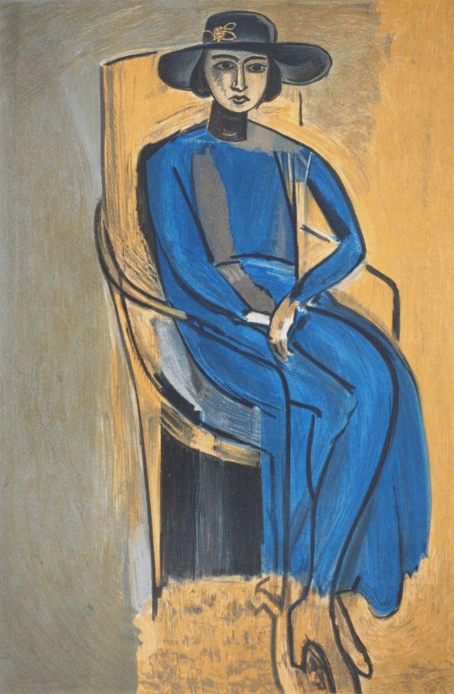 Litografía Matisse - Elégante en robe bleu (Madame Greta Prozor)