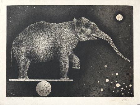 Grabado Avati - Eléphant équilibriste
