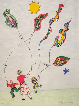 Litografía De Saint Phalle - Enfants et cerfs-volants 