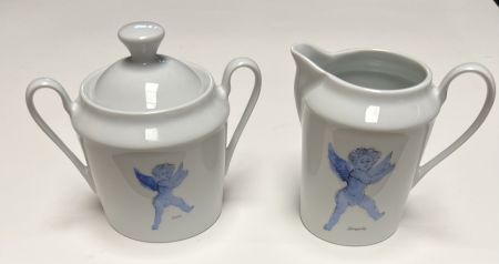Cerámica Corneille - Ensemble sucrier + Pot à lait L'Ange d'après Rubens, Porcelaine de Limoges, 2002