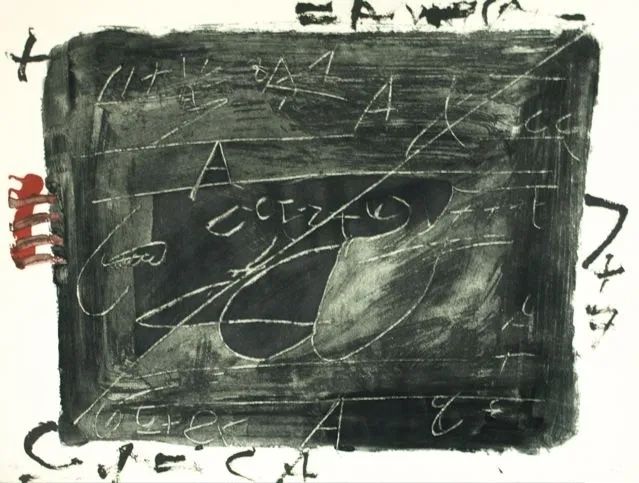 Aguafuerte Tàpies - Esgriafats Damunt Negre 2