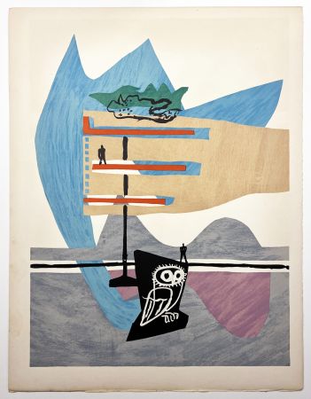 Litografía Le Corbusier - ESPRIT. (Le Poème de l'angle droit, 1955). Planche 7 (B3)