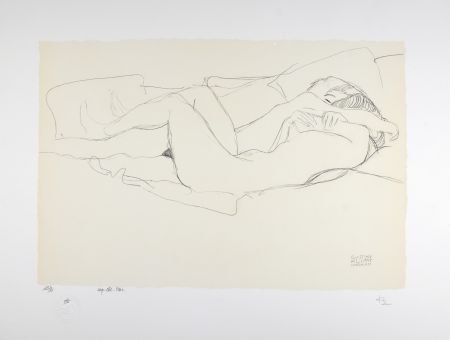 Litografía Klimt - Etude pour le serpent d'eau / 2 femmes enlacées, 1905 | Study for Water Snakes / Two women embracing, 1905 