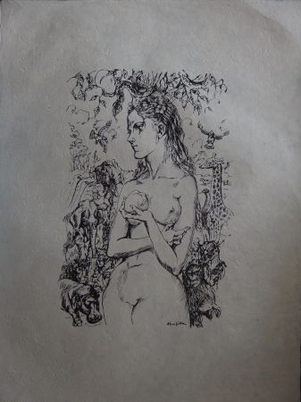 Litografía Foujita - Eve au Jardin d'Eden