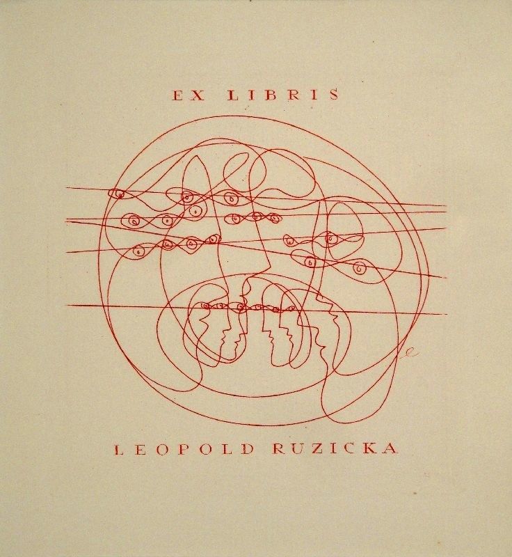 Grabado Erni - Ex Libris Leopold Ruzicka