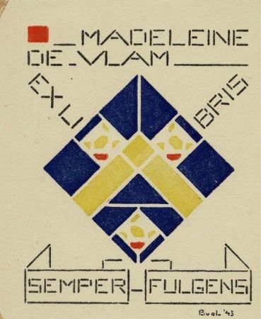 Linograbado Van Der Leck - Ex libris Madeleine de Vlam