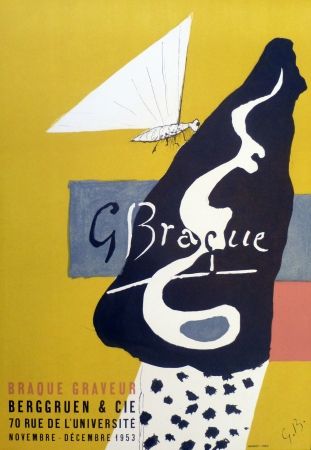 Litografía Braque - Exposition galerie Berggruen 1953