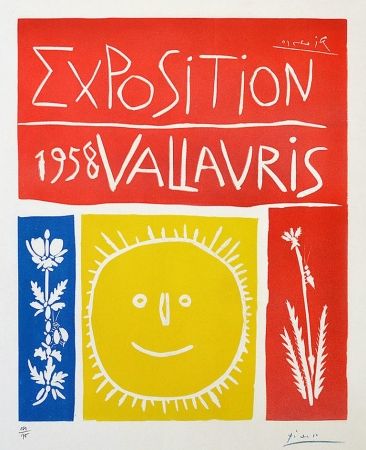 Linograbado Picasso - Exposition Vallauris, 1958