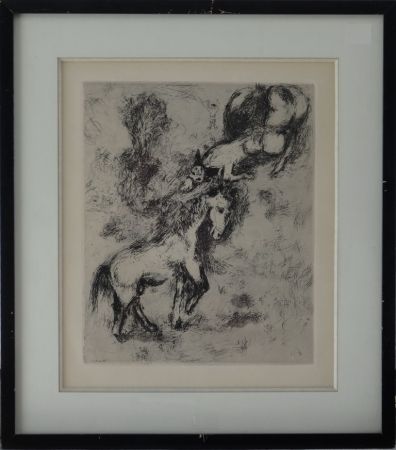 Aguafuerte Chagall - Fables de la Fontaine - Le cheval et l'âne