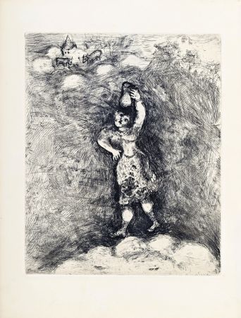 Grabado Chagall - Fables de la Fontaine : La laitière et le pot au lait, 1952