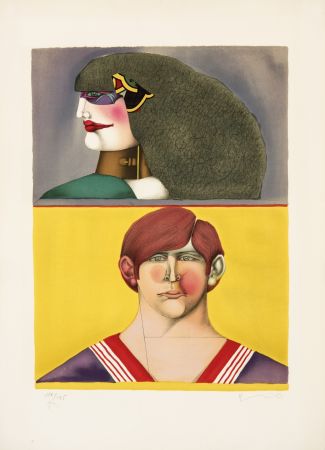 Litografía Lindner - Face And Profil