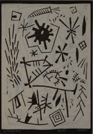 Linograbado Nebel - Farbiger Linolschnitt (Werknummer L. 643/1972). 