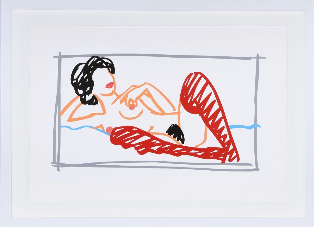 Serigrafía Wesselmann - Fast Sketch Red Stocking Nude