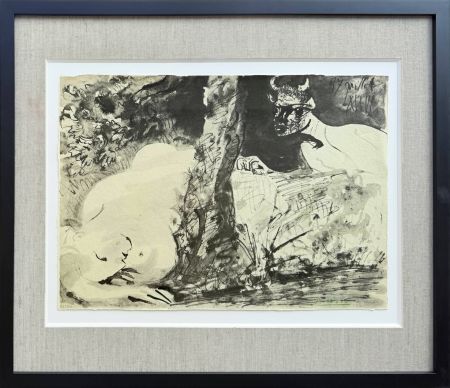 Litografía Picasso - Faune et fuemme nue