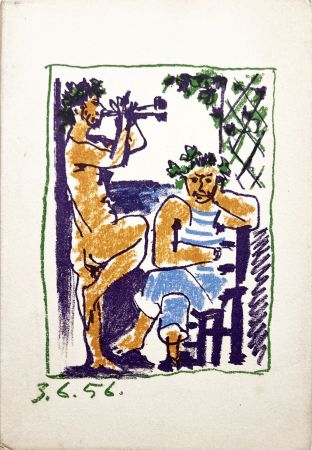 Litografía Picasso - FAUNE ET MARIN. Méditerranée. Lithographie Originale (1956)