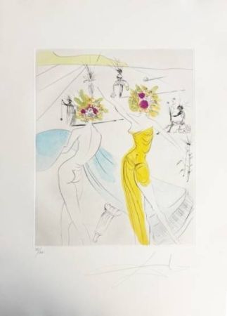 Punta Seca Dali - Femme-fleurs au piano (Flower-women at the Piano)