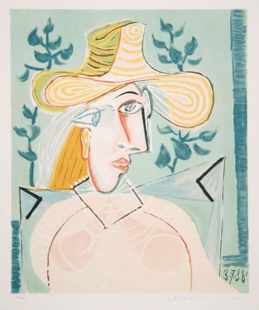 Litografía Picasso - Femme a la Collerette