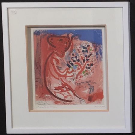 Litografía Chagall - Femme au bouquet