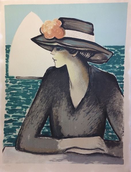 Litografía Cassigneul  - Femme au chapeau.
