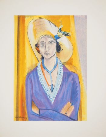 Litografía Matisse - Femme au chapeau de paille