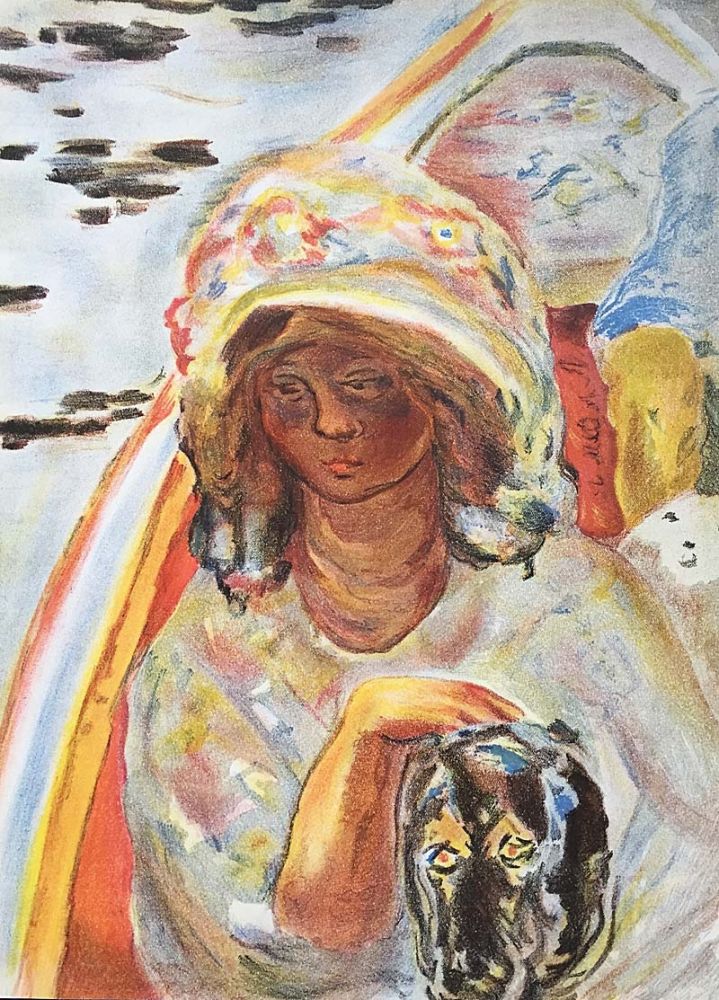 Litografía Bonnard - Femme au chien dans une barque