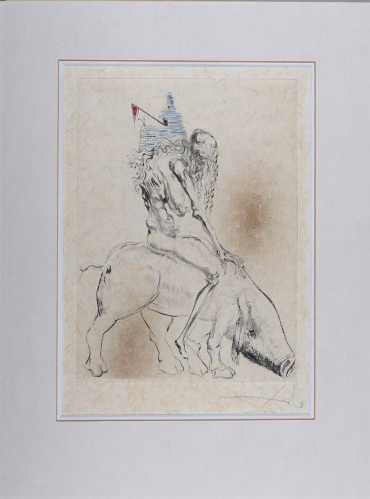 Grabado En Madera Dali - Femme Au Cochon