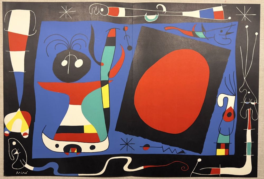 Litografía Miró - FEMME AU MIROIR. Lithographie originale de 1956