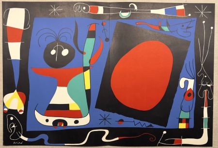Litografía Miró - FEMME AU MIROIR. Lithographie originale de 1956