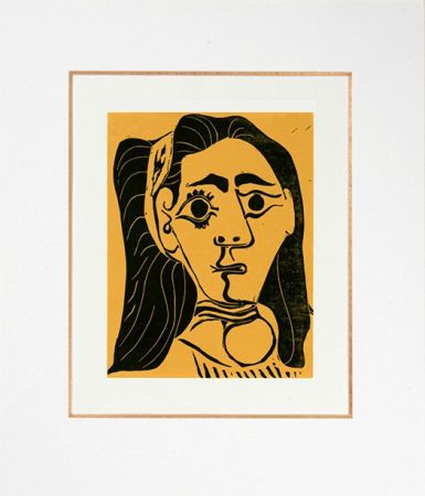 Linograbado Picasso - Femme aux cheveux flous (Jacqueline au bandeau III)