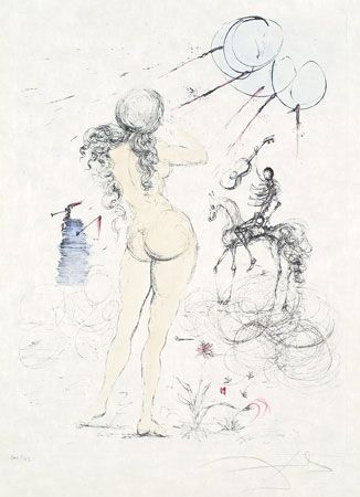 Grabado Dali - Femme, Cheval et la Mort (Woman, Horse and Death)