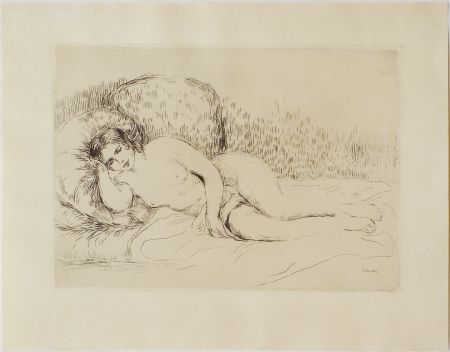 Aguafuerte Renoir - Femme couchée, tournée à gauche