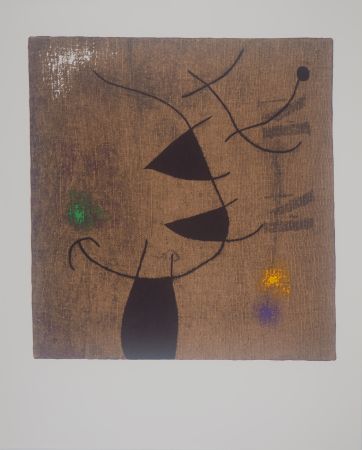 Litografía Miró - Femme dans le vent