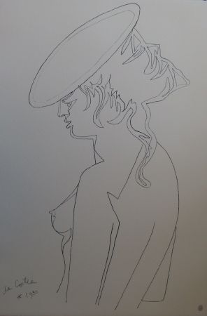 Litografía Cocteau - Femme de profil