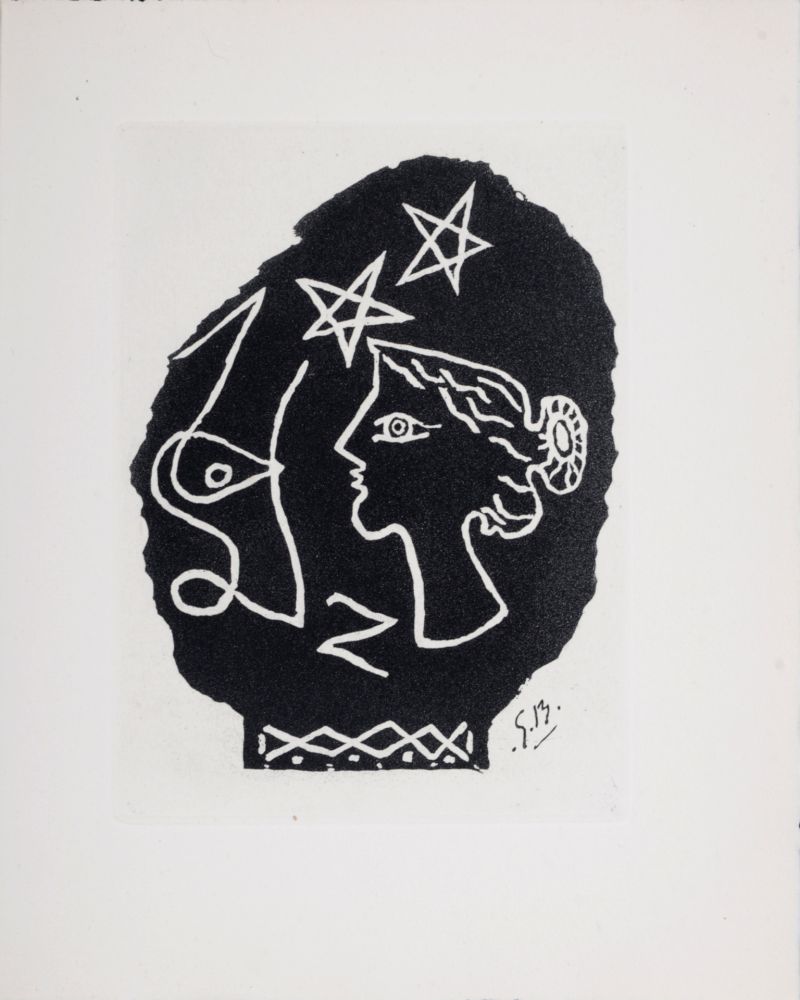 Grabado Braque - Femme de profil, 1947