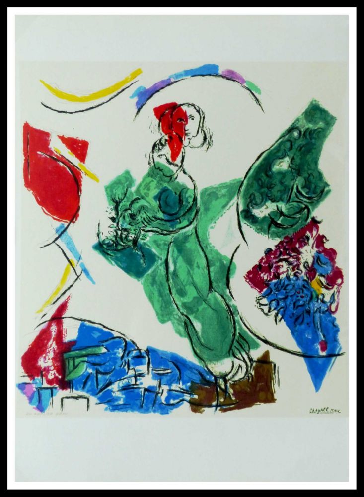 Litografía Chagall (After) - FEMME EN VERT
