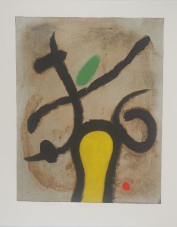 Litografía Miró - Femme et oiseau