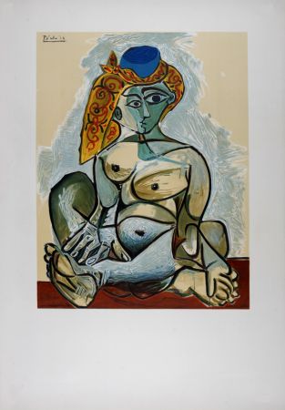 Litografía Picasso (After) - Femme nue au bonnet turc, 1974