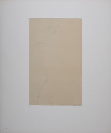 Litografía Modigliani - Femme nue aux cheveux bouclés